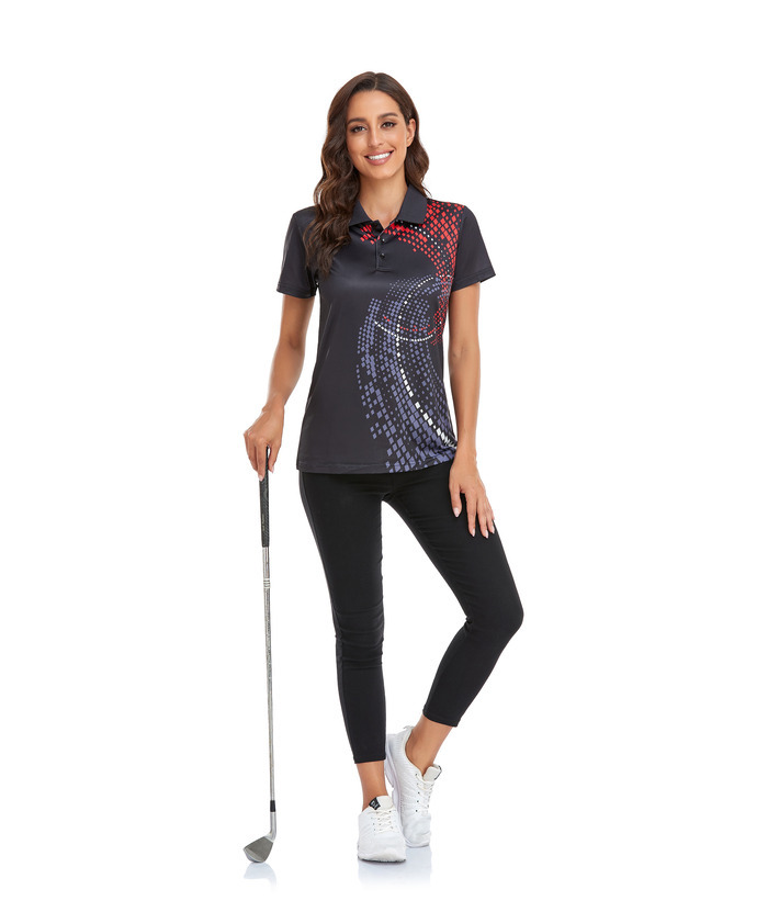 Black women's sports polo shirt - Dri-Fit technology