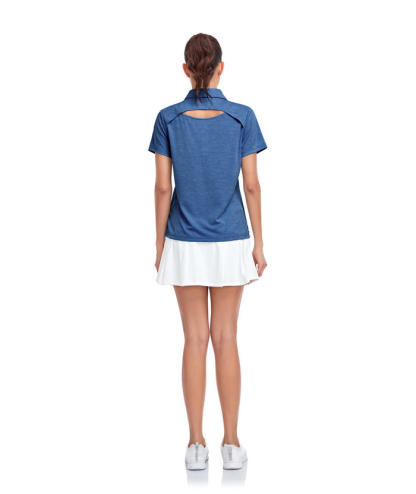 ZITY Women's Solid Color Sports Slim Fit Polo Shirt-CUWPO01554