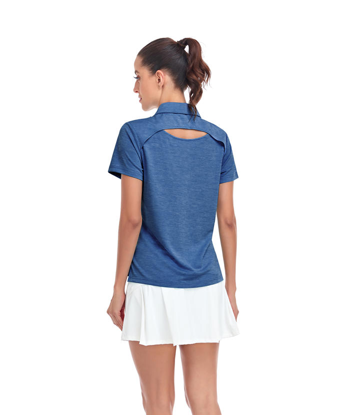 ZITY Women's Solid Color Sports Slim Fit Polo Shirt-CUWPO01554