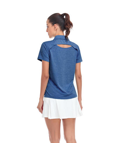 ZITY Women's Solid Color Sports Slim Fit Polo Shirt-CUWPO01554