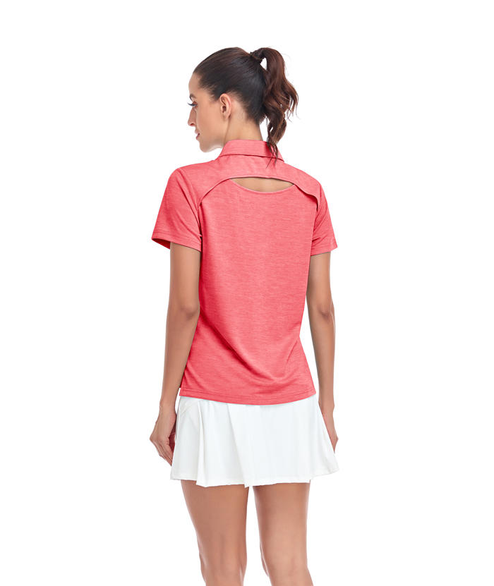 ZITY Women's Solid Color Sports Slim Fit Polo Shirt-CUWPO01554