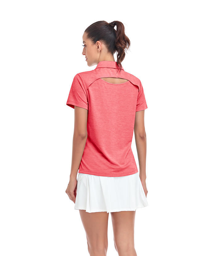 ZITY Women's Solid Color Sports Slim Fit Polo Shirt-CUWPO01554