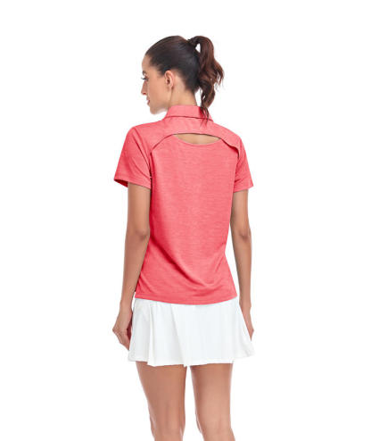 ZITY Women's Solid Color Sports Slim Fit Polo Shirt-CUWPO01554