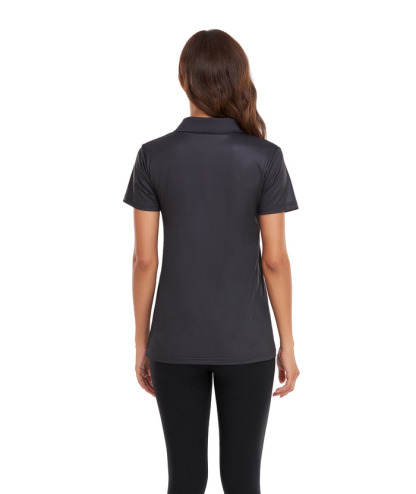 Black women's sports polo shirt - Dri-Fit technology