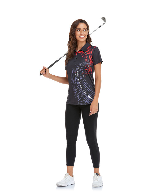 Black women's sports polo shirt - Dri-Fit technology