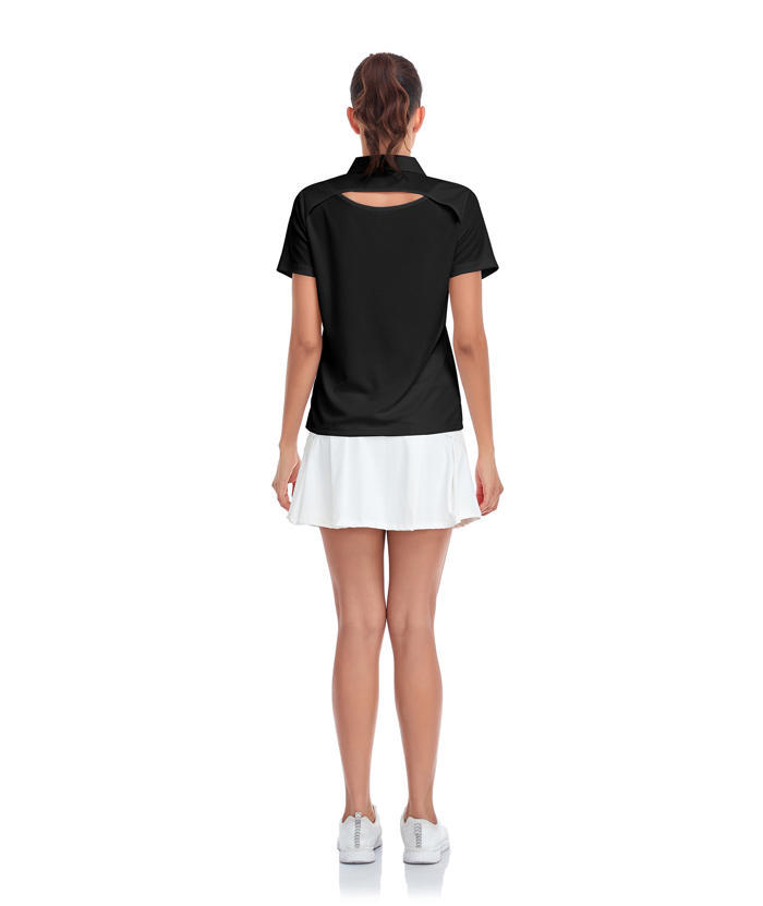 ZITY Women's Solid Color Sports Slim Fit Polo Shirt-CUWPO01554