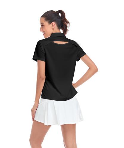 ZITY Women's Solid Color Sports Slim Fit Polo Shirt-CUWPO01554