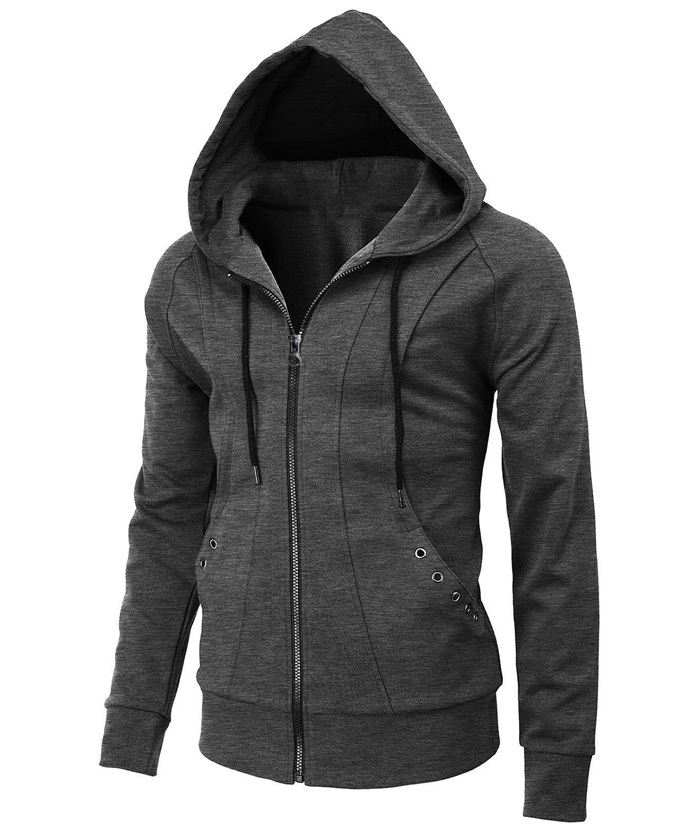 Men's Lightweight Long Sleeve Solid Color Full Zip Up Hoodie-DUMFH05025|Zitysports