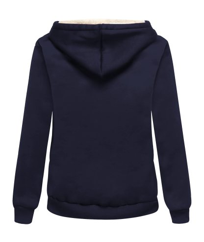 ZITY Women's Long Sleeve Solid Color Fleece Hoodie-ASJH700006