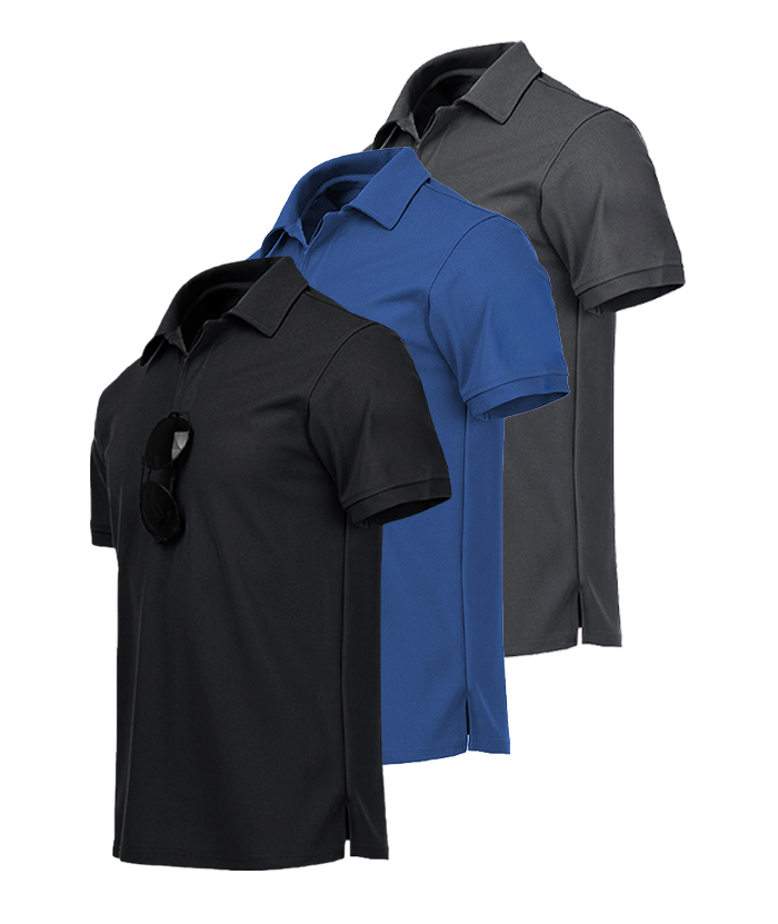 3 Pack Men's Button Up Dri Fit Golf Polo Shirt-AZUHE00035