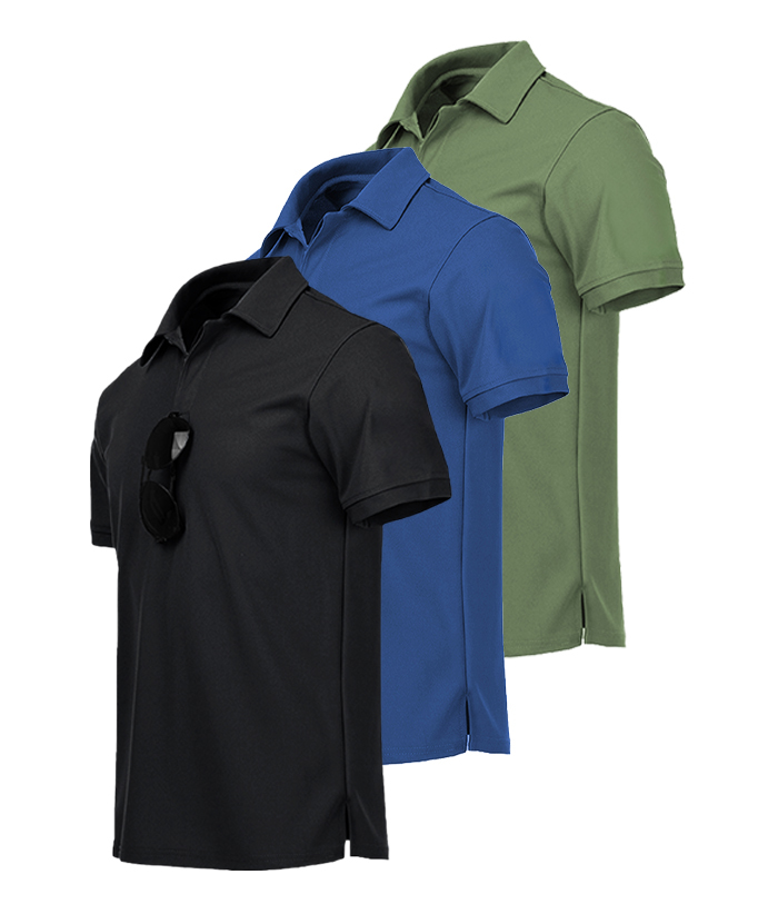 3 Pack Men's Button Up Dri Fit Golf Polo Shirt-AZUHE00035