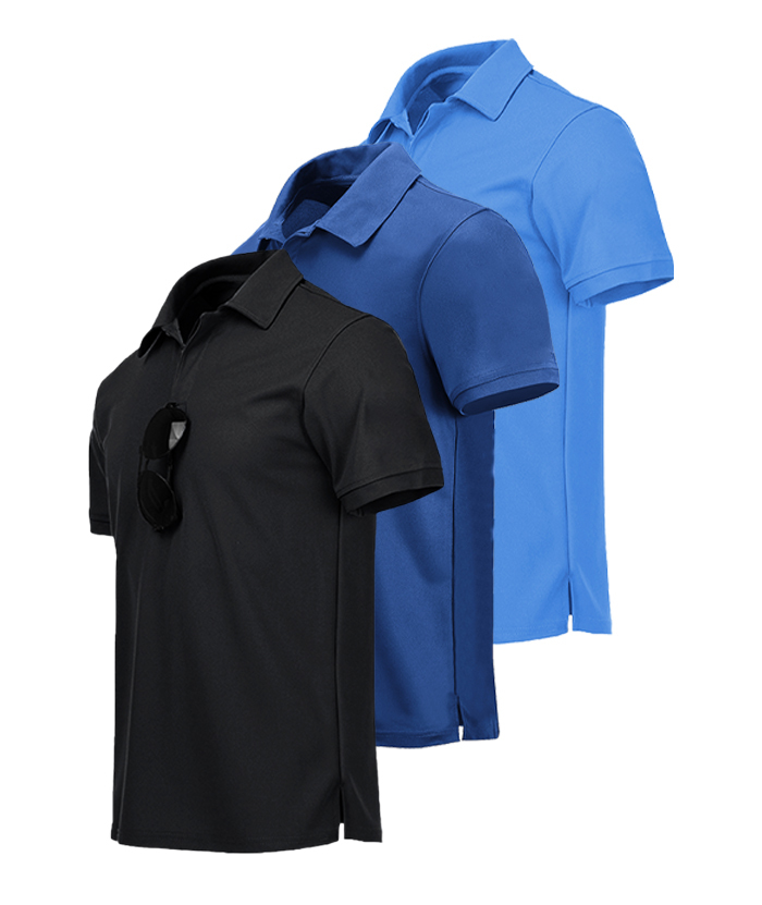 3 Pack Men's Button Up Dri Fit Golf Polo Shirt-AZUHE00035