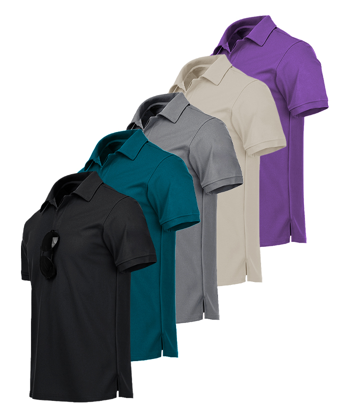 5 Pack Men's Button Up Dri Fit Polo Shirt-AZUHE00035 