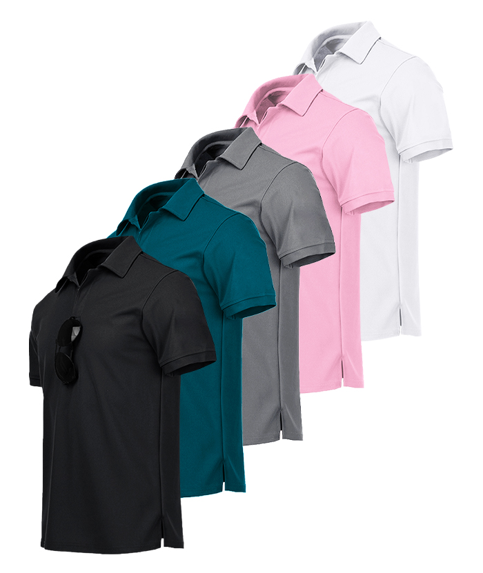 5 Pack Men's Button Up Dri Fit Polo Shirt-AZUHE00035 