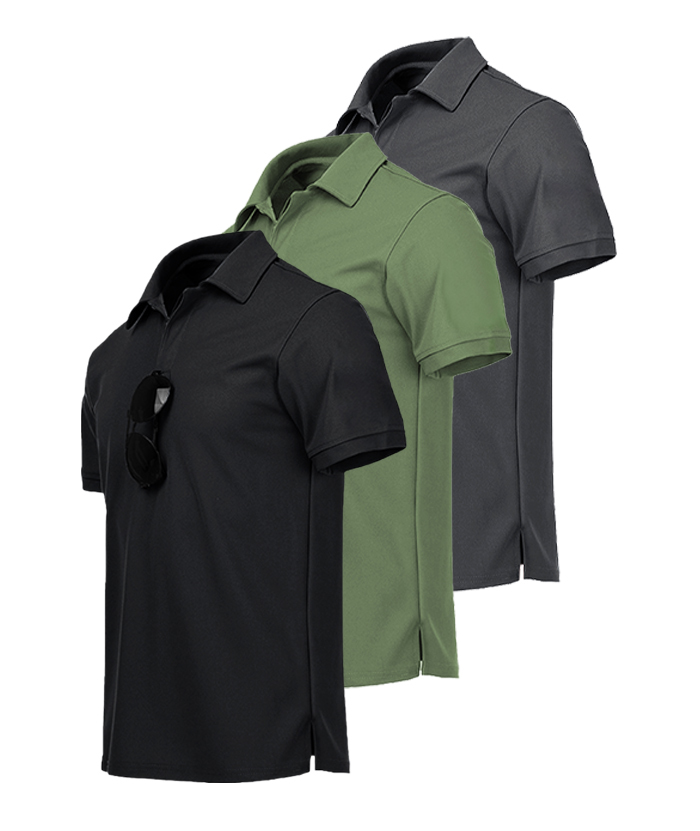 3 Pack Men's Button Up Dri Fit Golf Polo Shirt-AZUHE00035