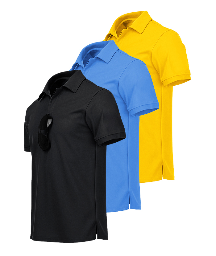 3 Pack Men's Button Up Dri Fit Golf Polo Shirt-AZUHE00035