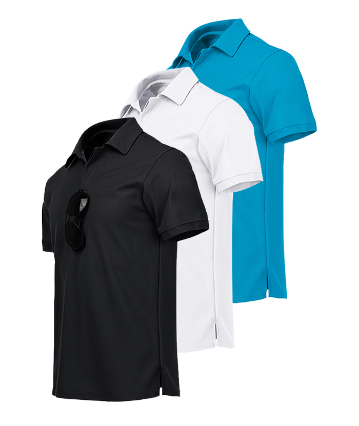 3 Pack Men's Button Up Dri Fit Golf Polo Shirt-AZUHE00035