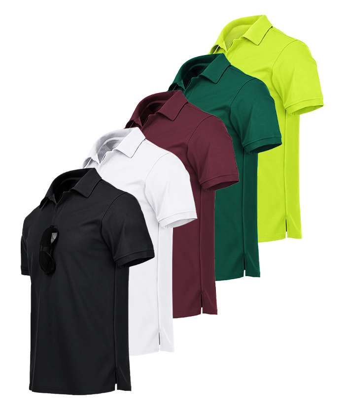 5 Pack Men's Button Up Dri Fit Polo Shirt-AZUHE00035