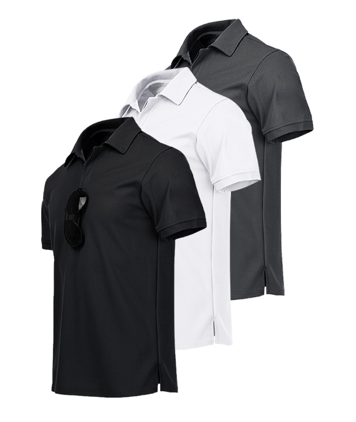 3 Pack Men's Button Up Dri Fit Golf Polo Shirt-AZUHE00035