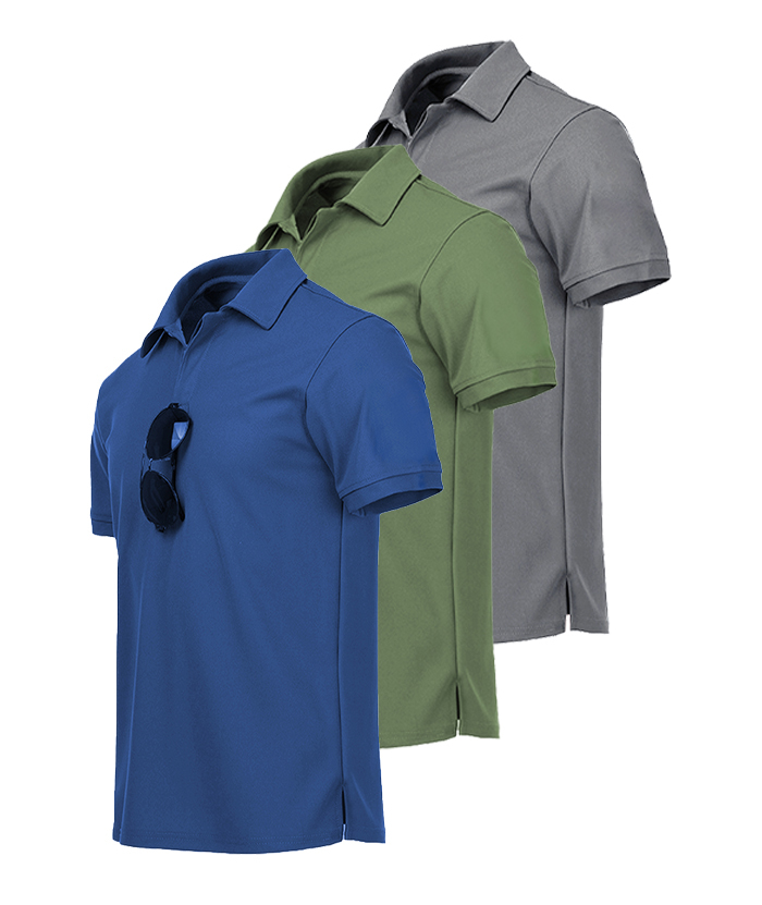 3 Pack Men's Button Up Dri Fit Golf Polo Shirt-AZUHE00035