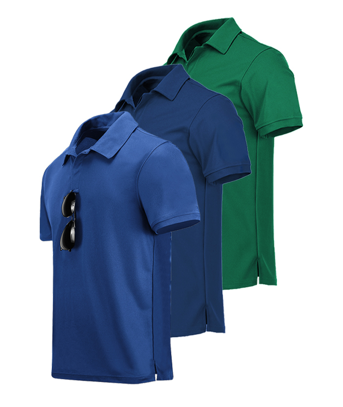 3 Pack Men's Button Up Dri Fit Golf Polo Shirt-AZUHE00035