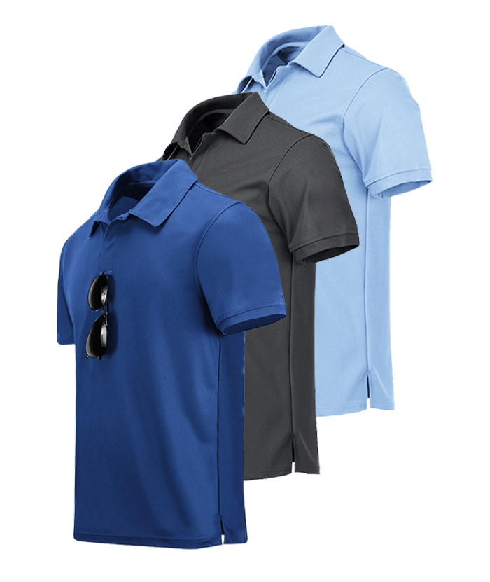 3 Pack Men's Button Up Dri Fit Golf Polo Shirt-AZUHE00035