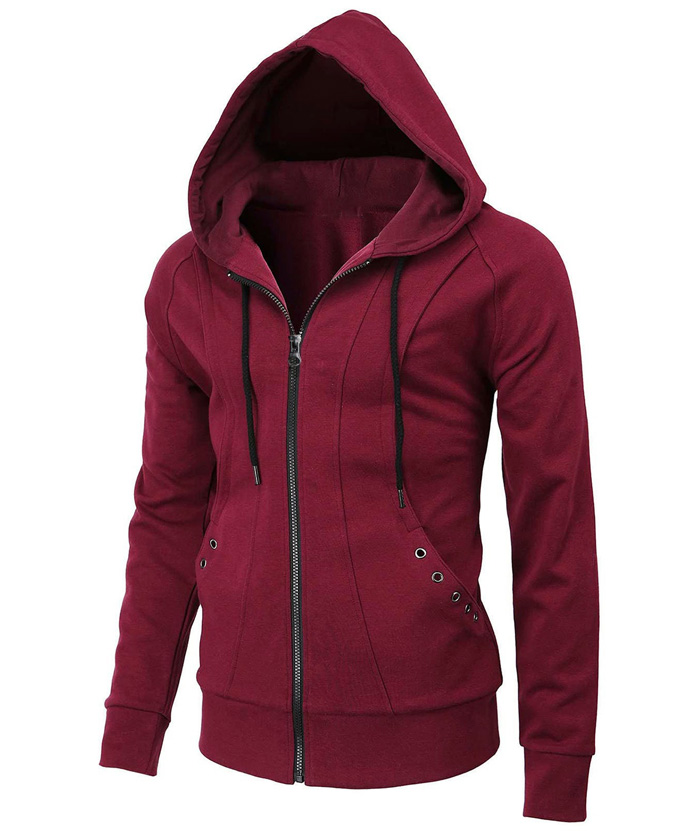 Men's Lightweight Long Sleeve Solid Color Full Zip Up Hoodie-DUMFH05025|Zitysports