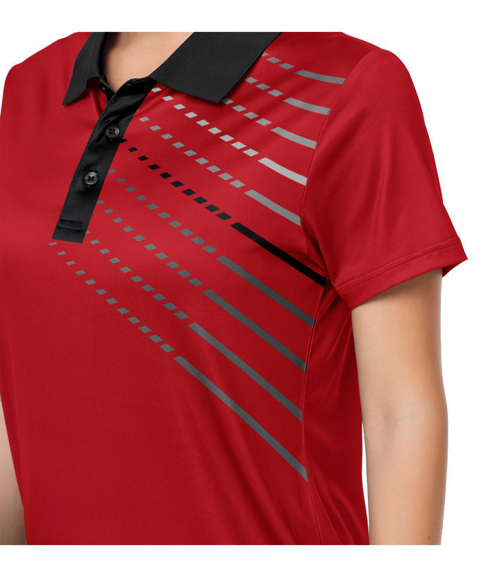 ZITY Women's Dashed Lines Dri Fit Golf Polo Shirt-CUWPO02415