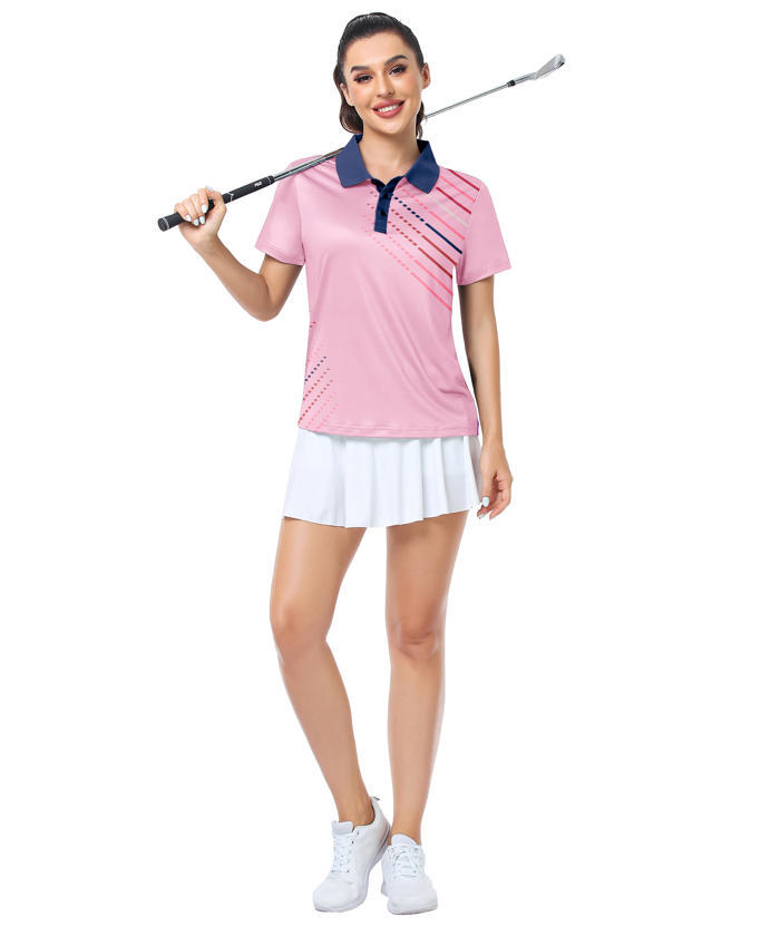 ZITY Women's Dashed Lines Dri Fit Golf Polo Shirt-CUWPO02415