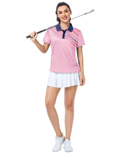 ZITY Women's Dashed Lines Dri Fit Golf Polo Shirt-CUWPO02415