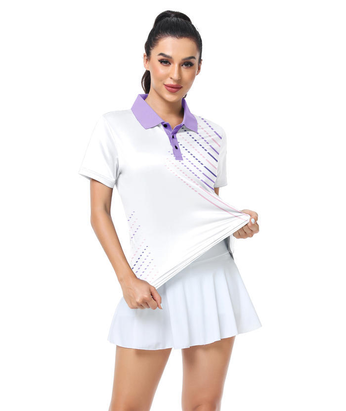 ZITY Women's Dashed Lines Dri Fit Golf Polo Shirt-CUWPO02415