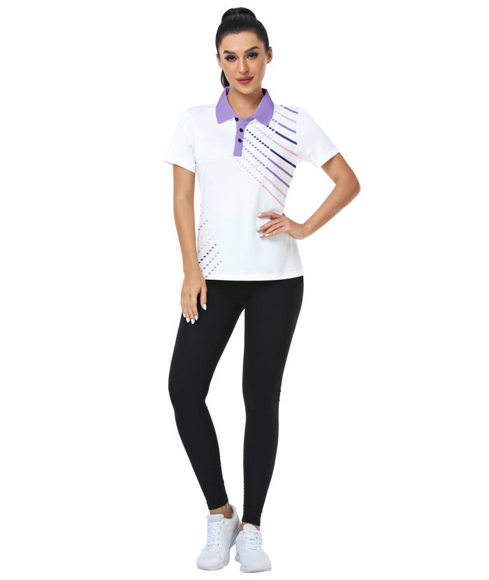 ZITY Women's Dashed Lines Dri Fit Golf Polo Shirt-CUWPO02415