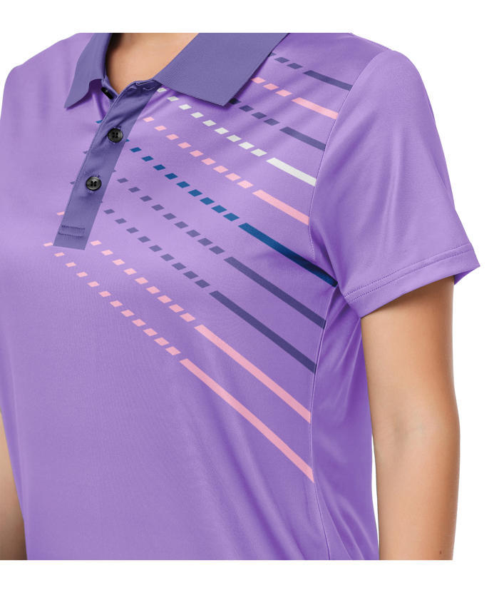 ZITY Women's Dashed Lines Dri Fit Golf Polo Shirt-CUWPO02415
