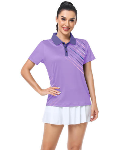 ZITY Women's Dashed Lines Dri Fit Golf Polo Shirt-CUWPO02415