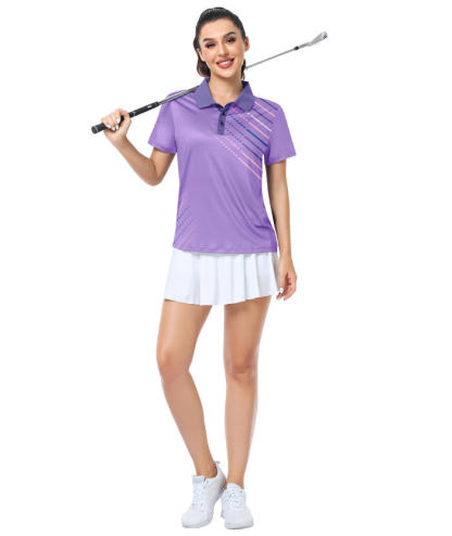 ZITY Women's Dashed Lines Dri Fit Golf Polo Shirt-CUWPO02415