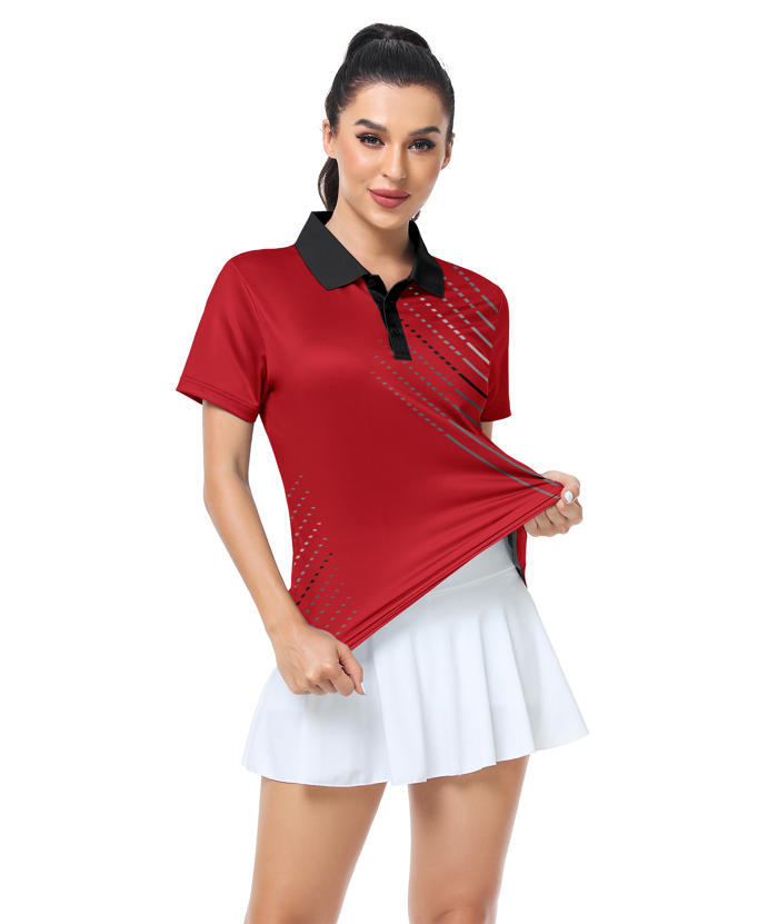 ZITY Women's Dashed Lines Dri Fit Golf Polo Shirt-CUWPO02415