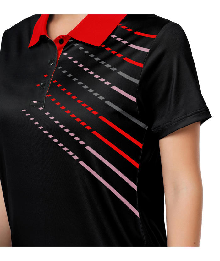 ZITY Women's Dashed Lines Dri Fit Golf Polo Shirt-CUWPO02415