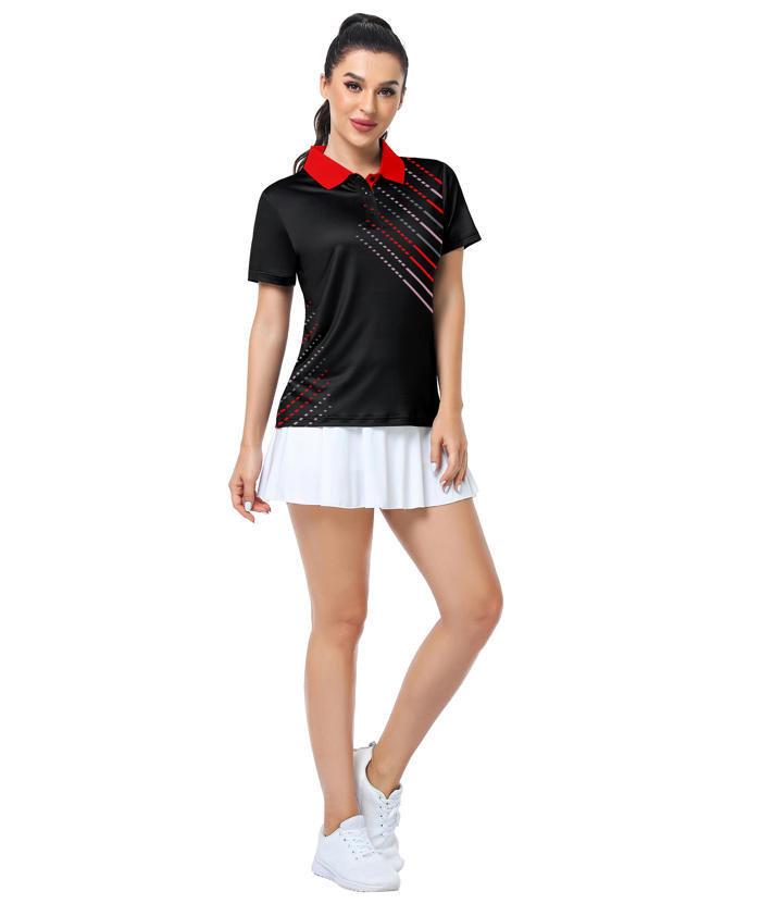 ZITY Women's Dashed Lines Dri Fit Golf Polo Shirt-CUWPO02415