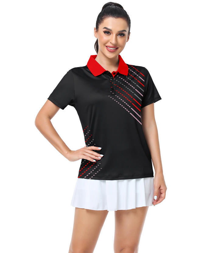 ZITY Women's Dashed Lines Dri Fit Golf Polo Shirt-CUWPO02415