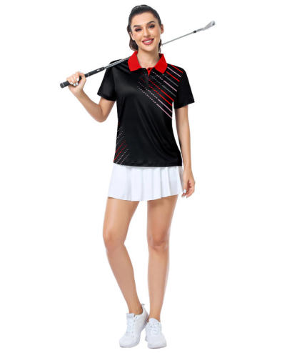 ZITY Women's Dashed Lines Dri Fit Golf Polo Shirt-CUWPO02415