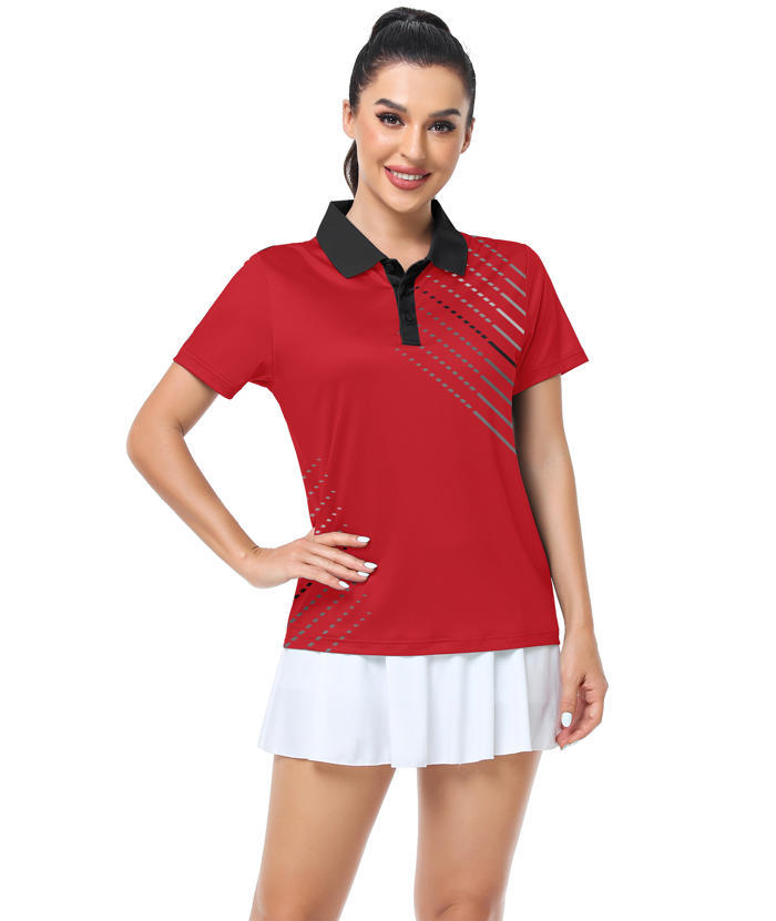 ZITY Women's Dashed Lines Dri Fit Golf Polo Shirt-CUWPO02415