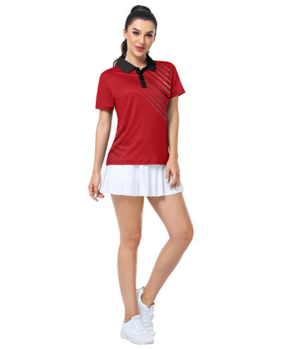 ZITY Women's Dashed Lines Dri Fit Golf Polo Shirt-CUWPO02415