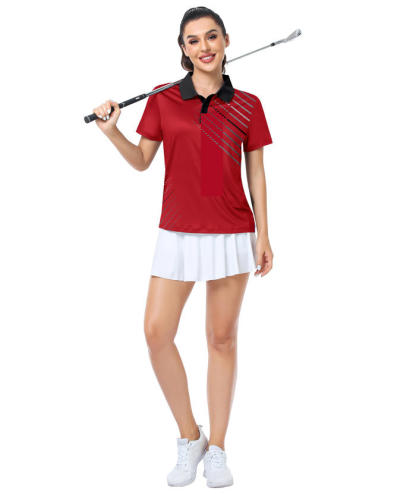 ZITY Women's Dashed Lines Dri Fit Golf Polo Shirt-CUWPO02415