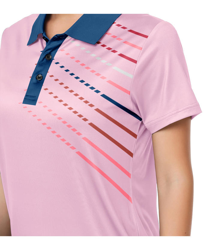 ZITY Women's Dashed Lines Dri Fit Golf Polo Shirt-CUWPO02415