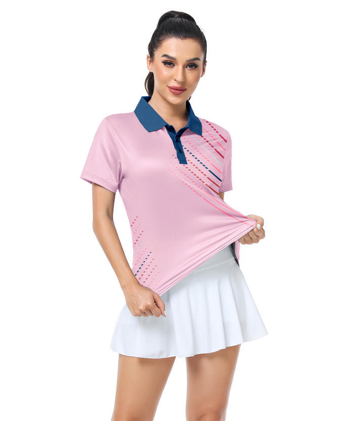 ZITY Women's Dashed Lines Dri Fit Golf Polo Shirt-CUWPO02415