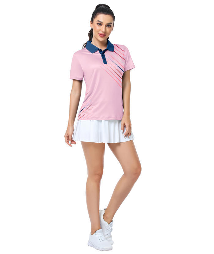 ZITY Women's Dashed Lines Dri Fit Golf Polo Shirt-CUWPO02415