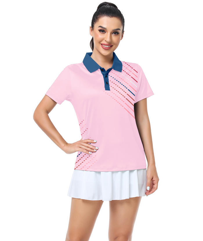 ZITY Women's Dashed Lines Dri Fit Golf Polo Shirt-CUWPO02415