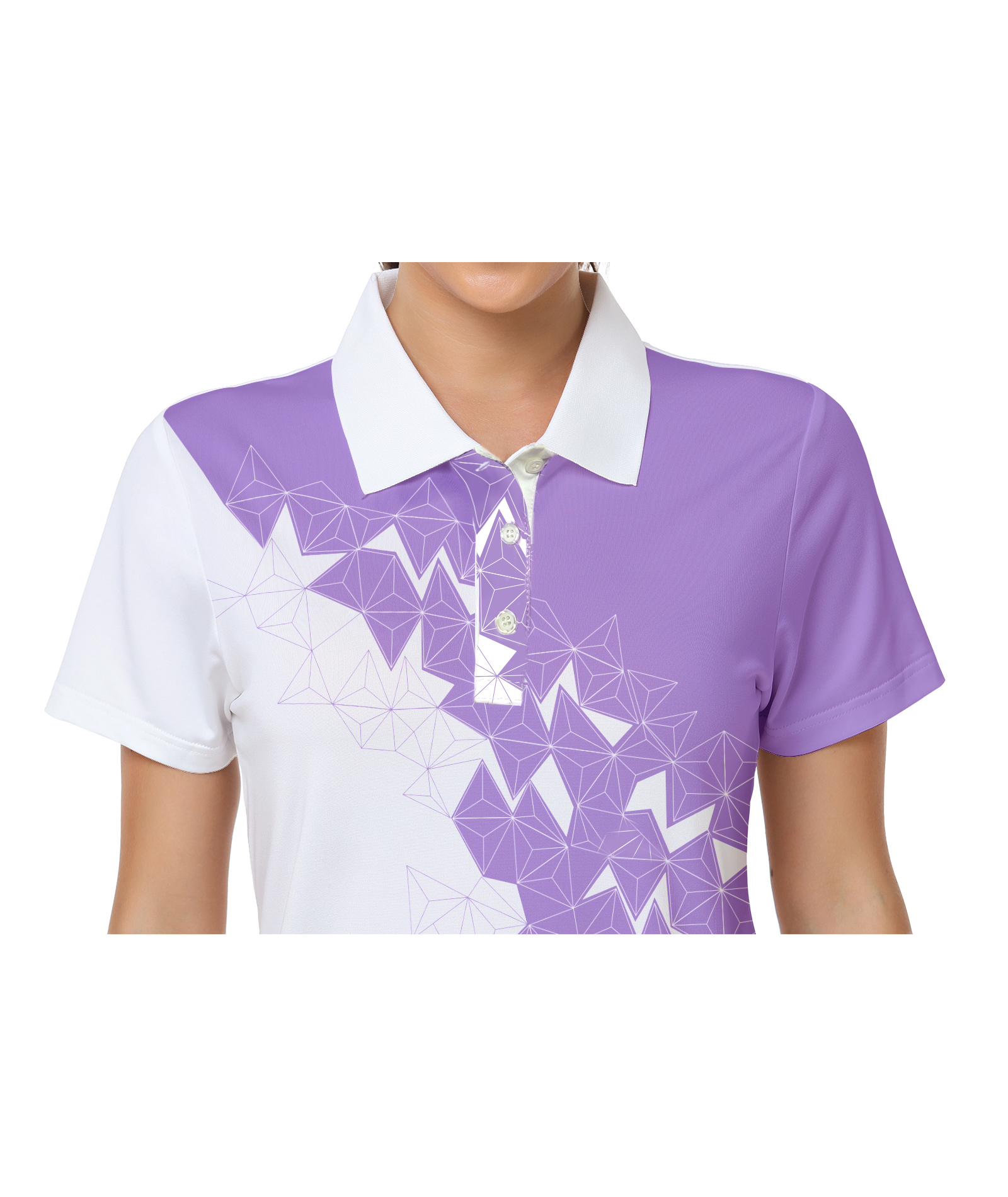 Purple geometric design polo shirts - Women's golf performance wear