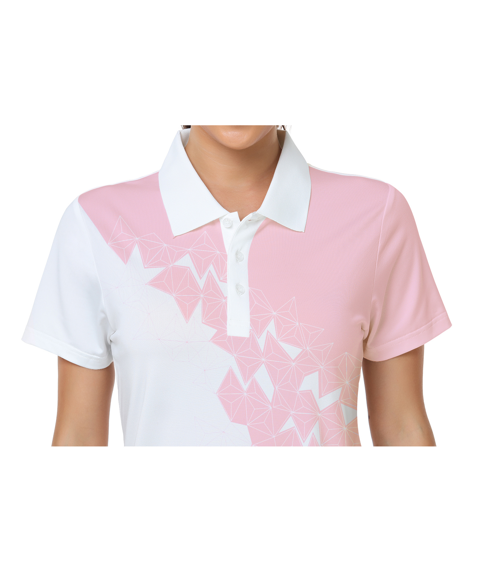 Pink women's golf polos - Printed dri-fit athletic top