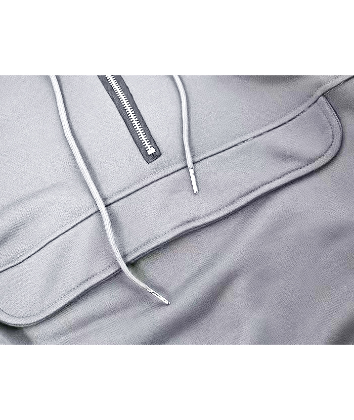 ZITY Men's 1/4 Zipper Solid Color Long Sleeve Hoodie-DUMFH05473